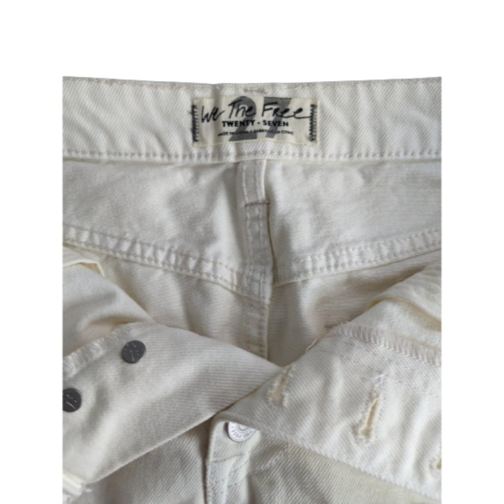 Free People We the Free Distressed Denim A-Line Mini Skirt 27 - Picture 4 of 7